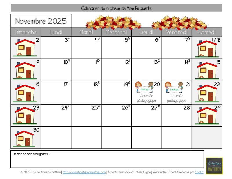 Calendriers du mois pour les parents - Août 2025 à Juillet 2026 – Image 4